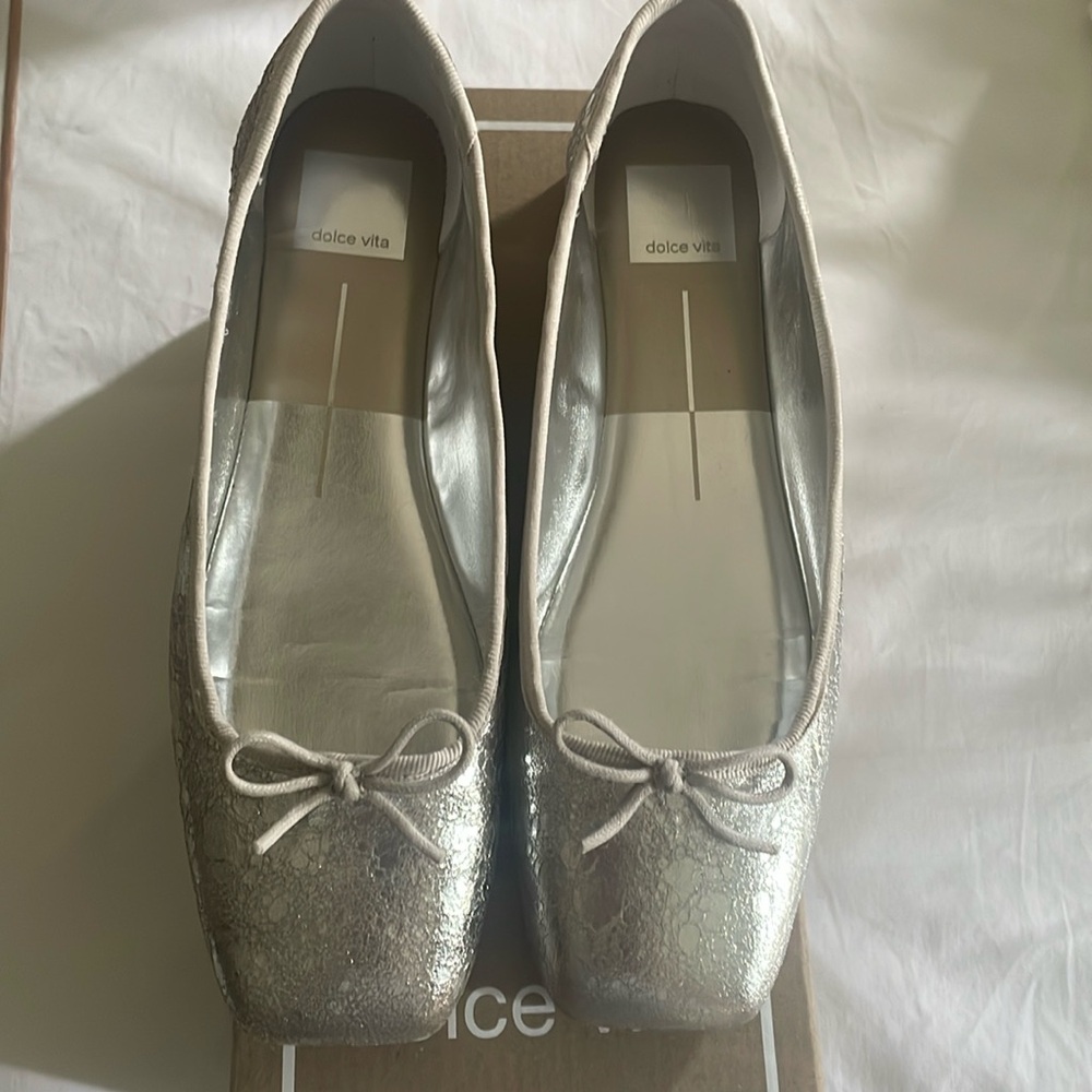Dolce vita silver ballet flat size 8, only worn once